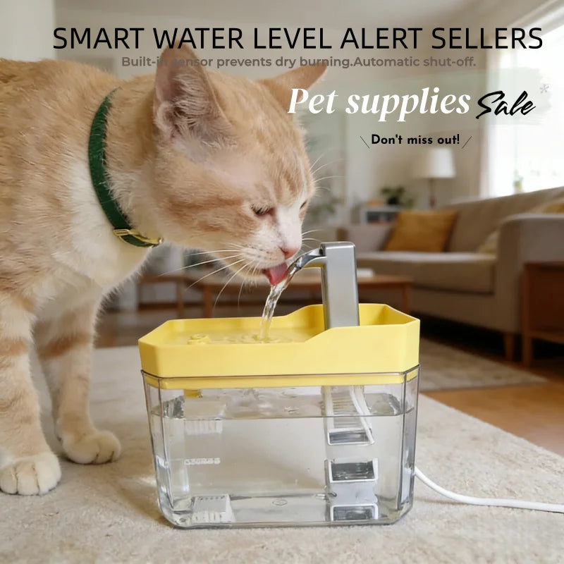 1.5L Cat Water Fountain Automatic Filter USB Pet Drinking Dispenser Live Water Circulation Fresh Flow for Cats and Small Dogs